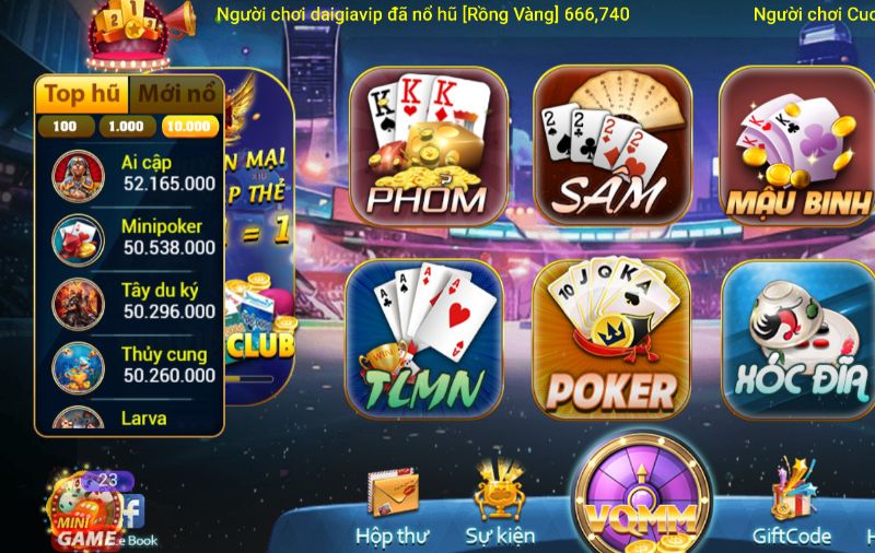 RubVip Club chọn tone xanh tím huyền bí làm gam sắc chủ đạo của game