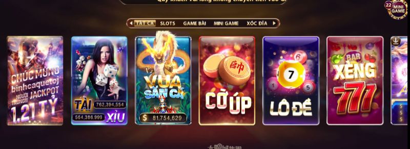 Chọn game Cờ úp trong danh sách trò chơi