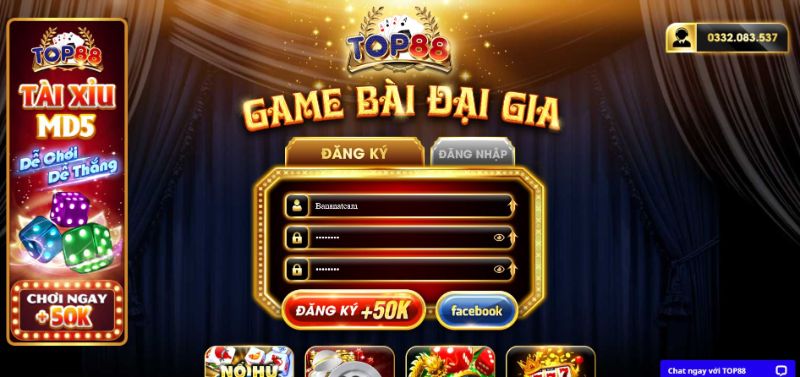 Đăng ký tài khoản thành viên tại Top88