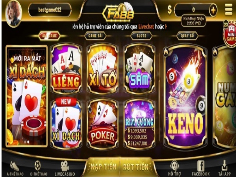 Kho game khủng của Fa88 Club 