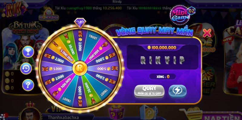 Mini game vòng quay may mắn với giá trị giải thưởng lên đến hàng trăm triệu