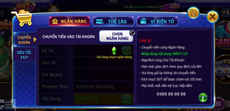 Chọn hình thức nạp tiền phù hợp