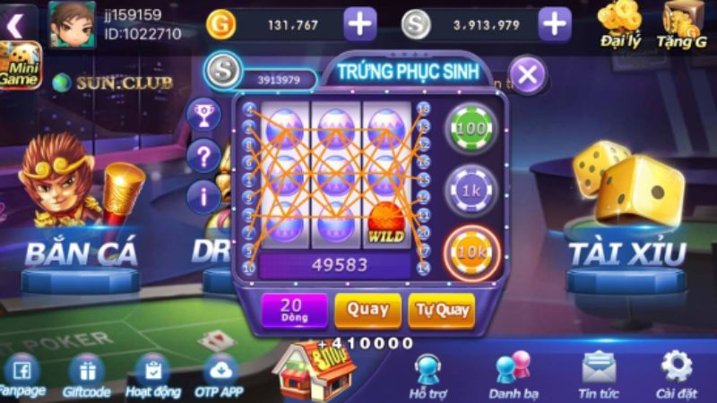 Chơi game, đổi thưởng rút tiền cực nhanh cực tiện tại Sun Club