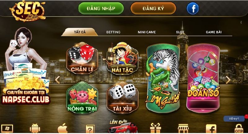 Hệ thống game đồ sộ chỉ có tại Sec Club