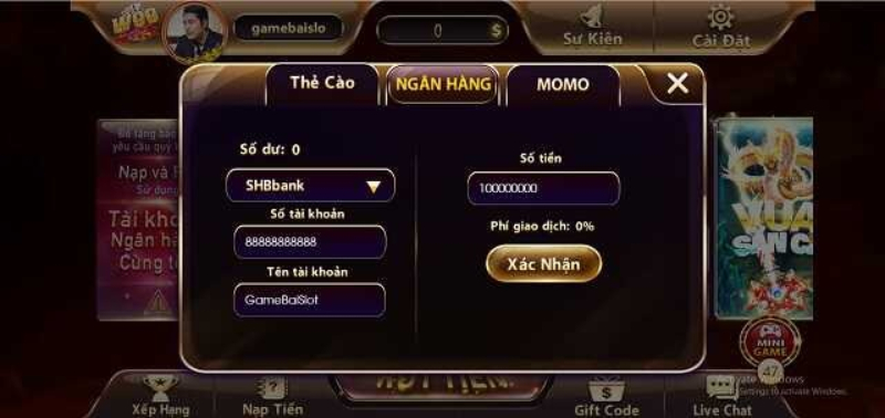 Các bước nạp rút tiền tại cổng game