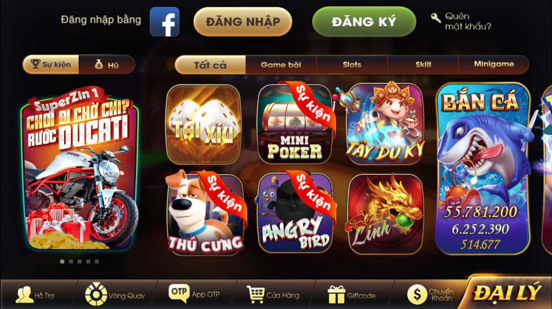 Kho game đa dạng với nhiều tựa game hấp dẫn